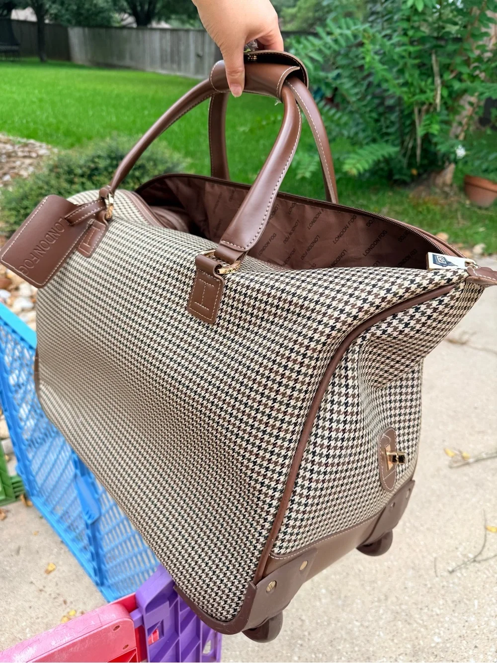 London Fog Cambridge Houndstooth Carry on Duffel 20